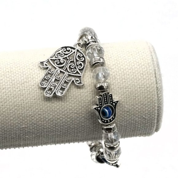 Bracelet Hasma Chakra Evil Eye Silver accents. OS. - Picture 2 of 2